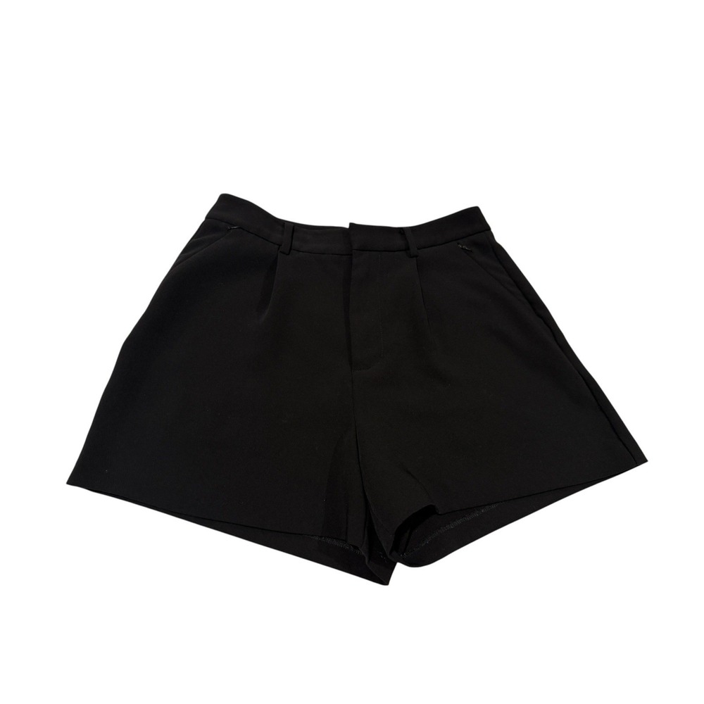 Good American Black High Rise Tailored Pleated Shorts Women's Size 2/26 GWB0123